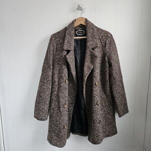 AMBIANCE Brown Knit Double Breasted Jacket